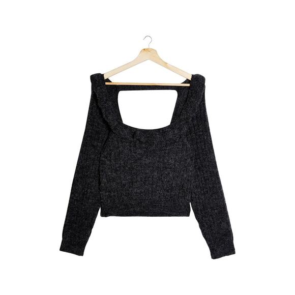 NWT Topshop Ruffle Back Cutout Flutter Boat Neck Sweater MED - Picture 2 of 11